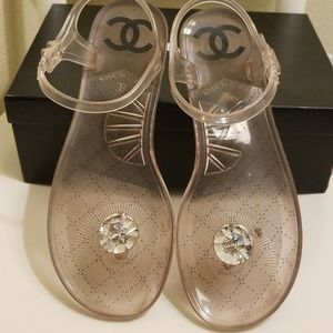 Chanel sandals,clear plastic